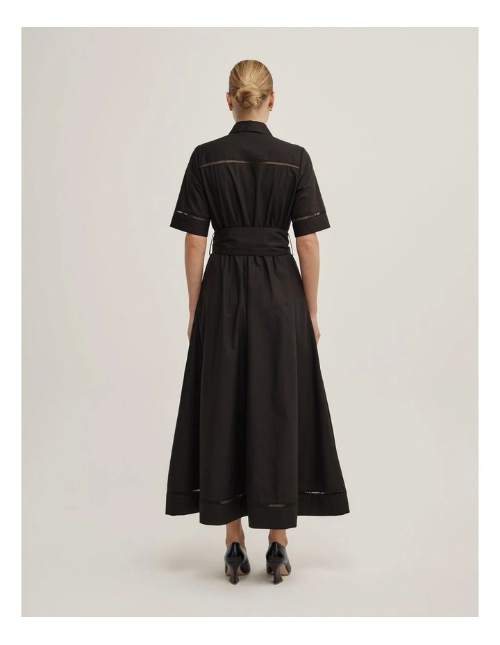 Trim Detail Shirt Dress in Black image 5