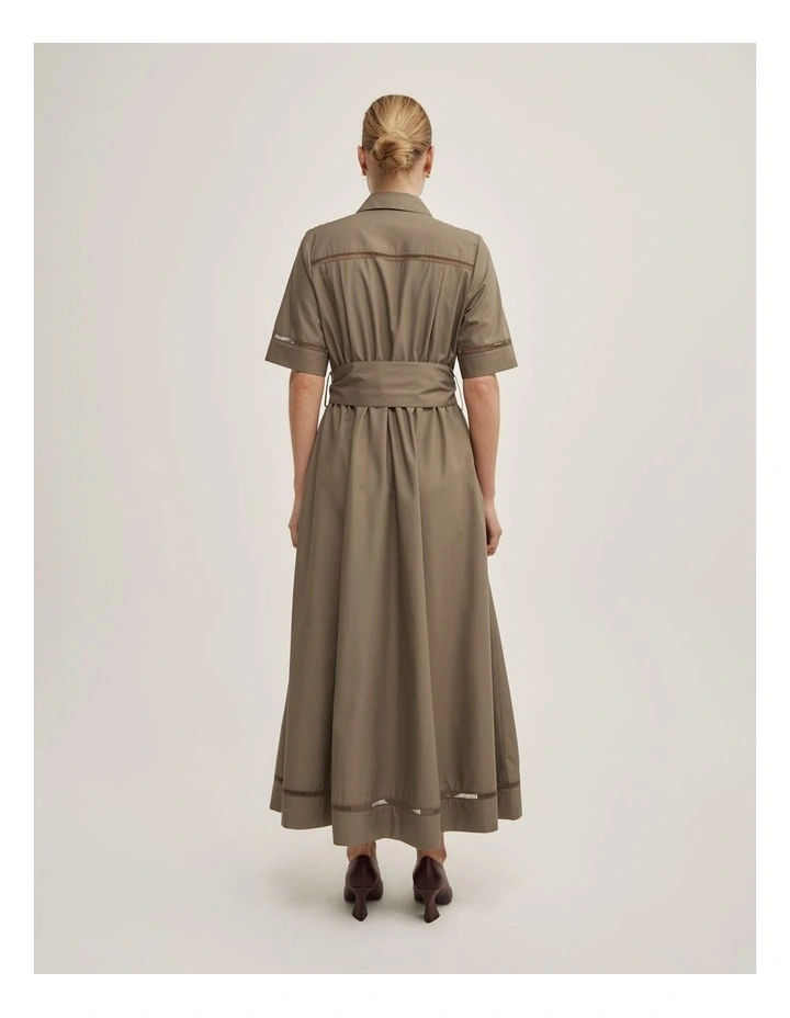 Trim Detail Shirt Dress in Khaki image 5