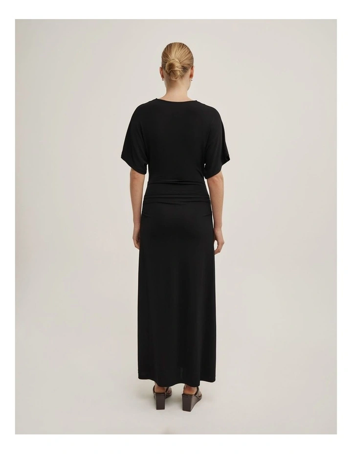 Tuck Waist Jersey Dress in Black image 5