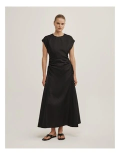Side Gather Dress in Black