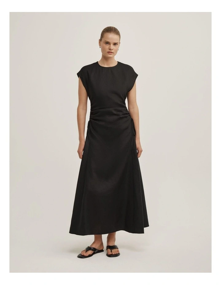 Side Gather Dress in Black image 1