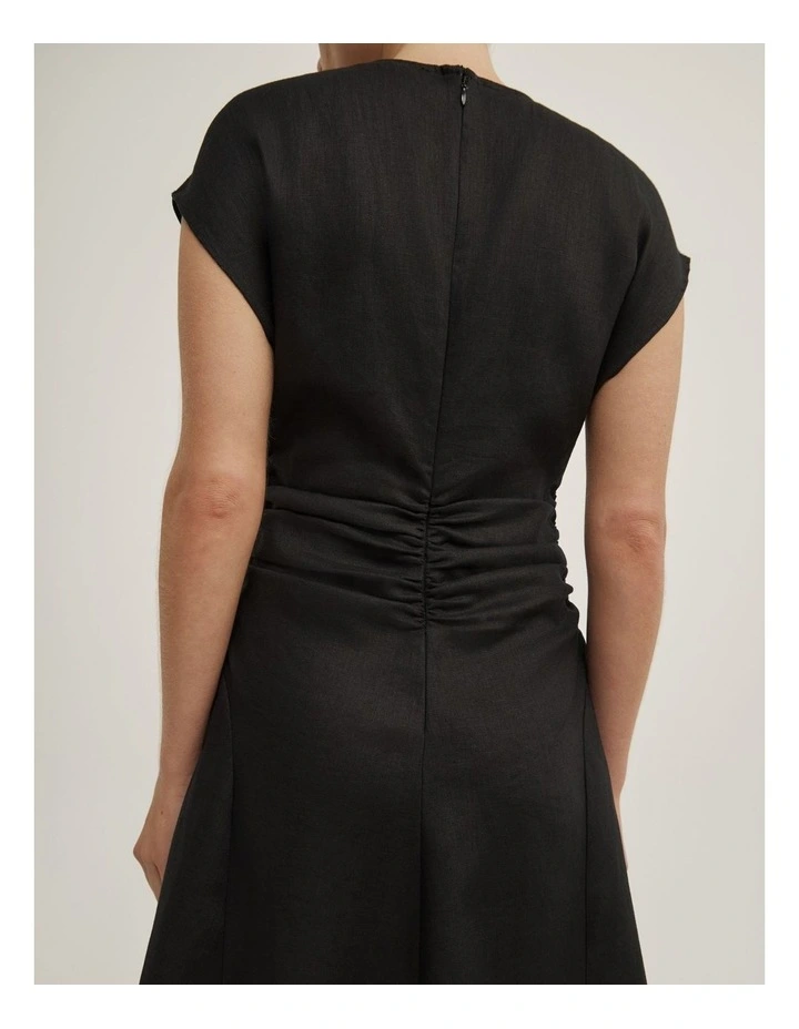 Side Gather Dress in Black image 4