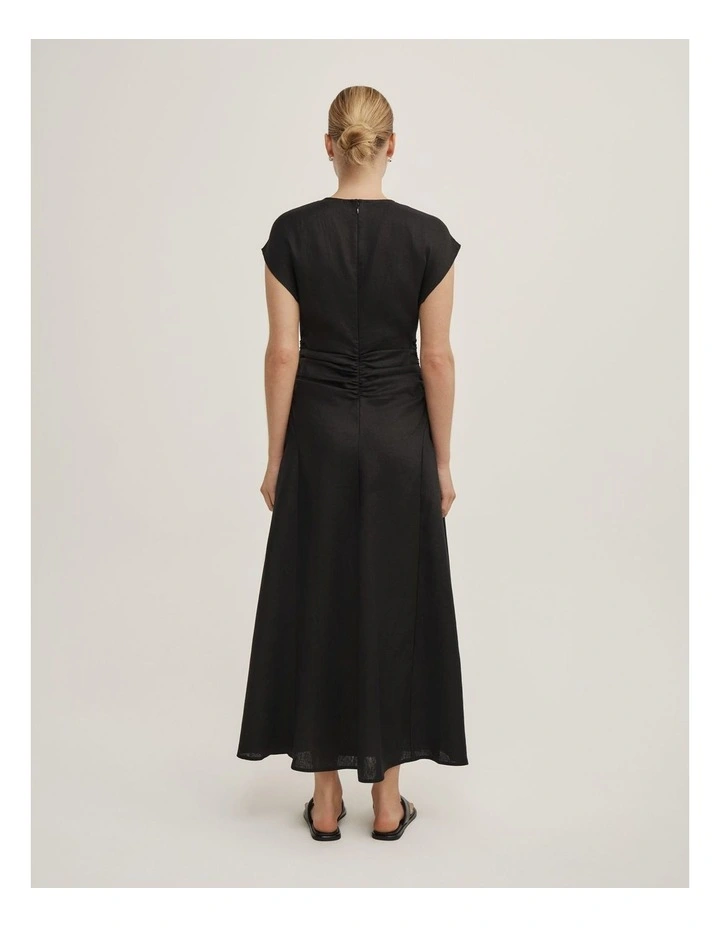 Side Gather Dress in Black image 5