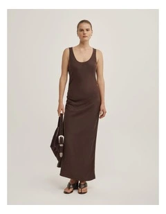Side Ruched Dress in Espresso