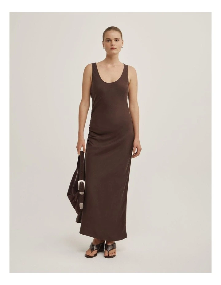 Side Ruched Dress in Espresso image 1