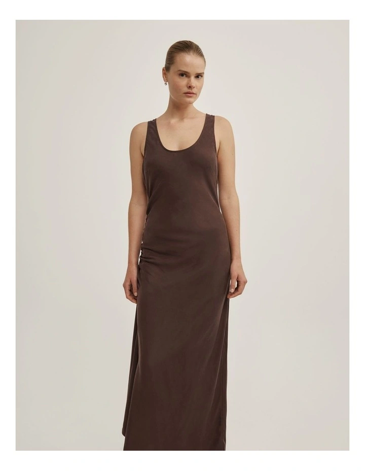 Side Ruched Dress in Espresso image 2