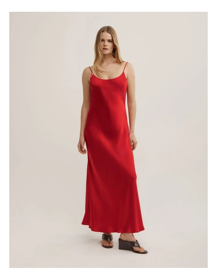 Low Back Slip Dress in Red image 1