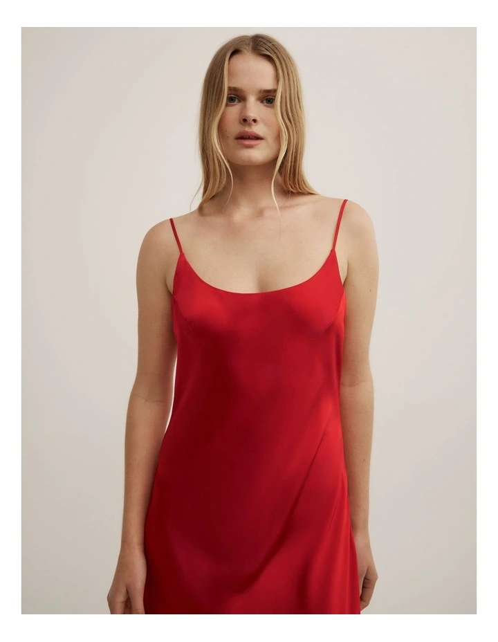 Low Back Slip Dress in Red image 3