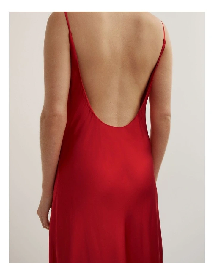 Low Back Slip Dress in Red image 4