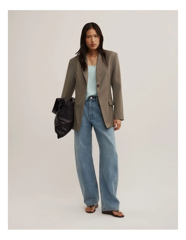 Tab Detail Blazer in Khaki image 2