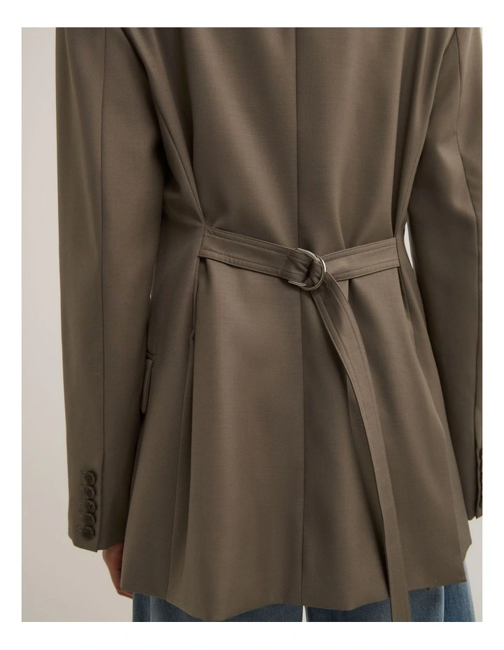 Tab Detail Blazer in Khaki image 4