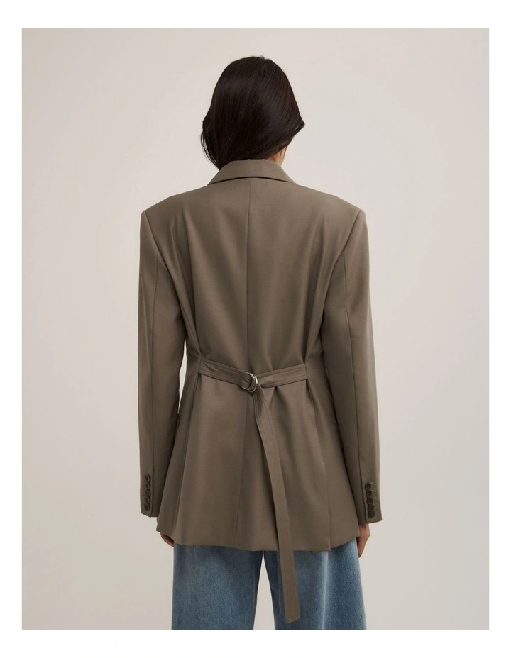 Tab Detail Blazer in Khaki image 5