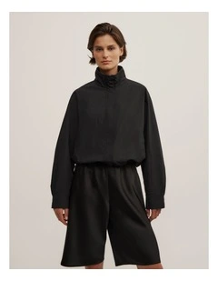 Funnel Zip Through Jacket in Black