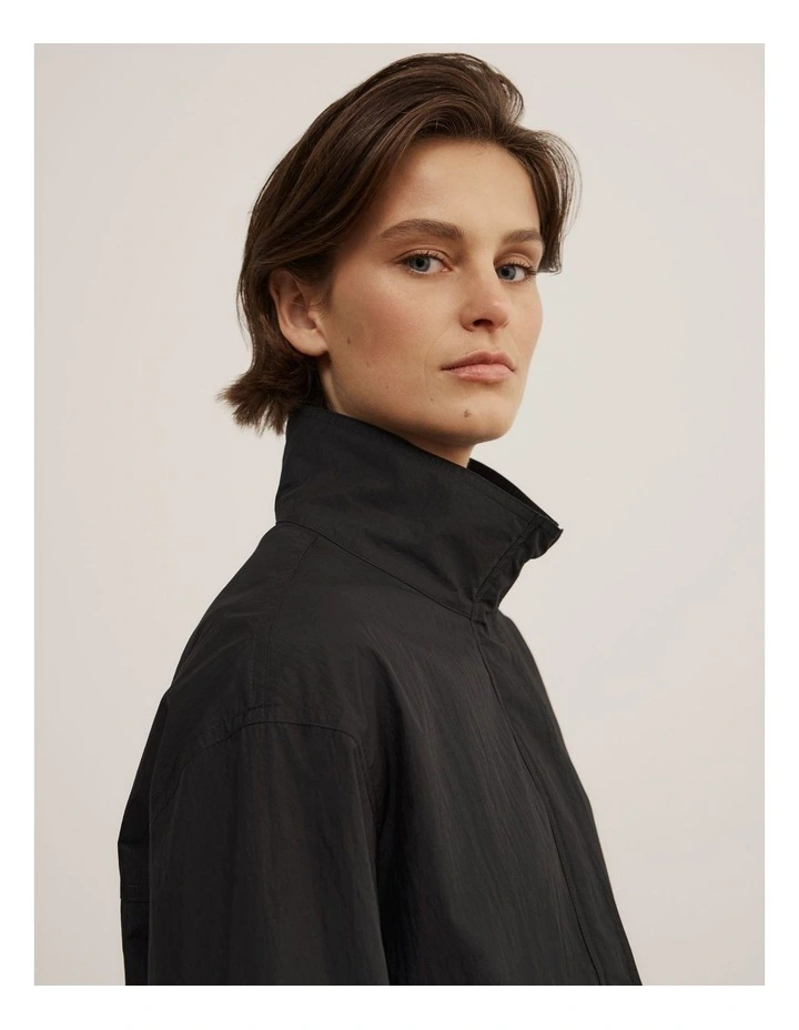 Funnel Zip Through Jacket in Black image 4
