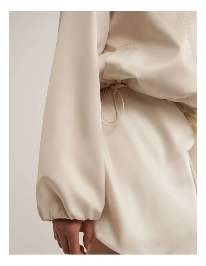 Satin Funnel Jacket in Chalk image 4