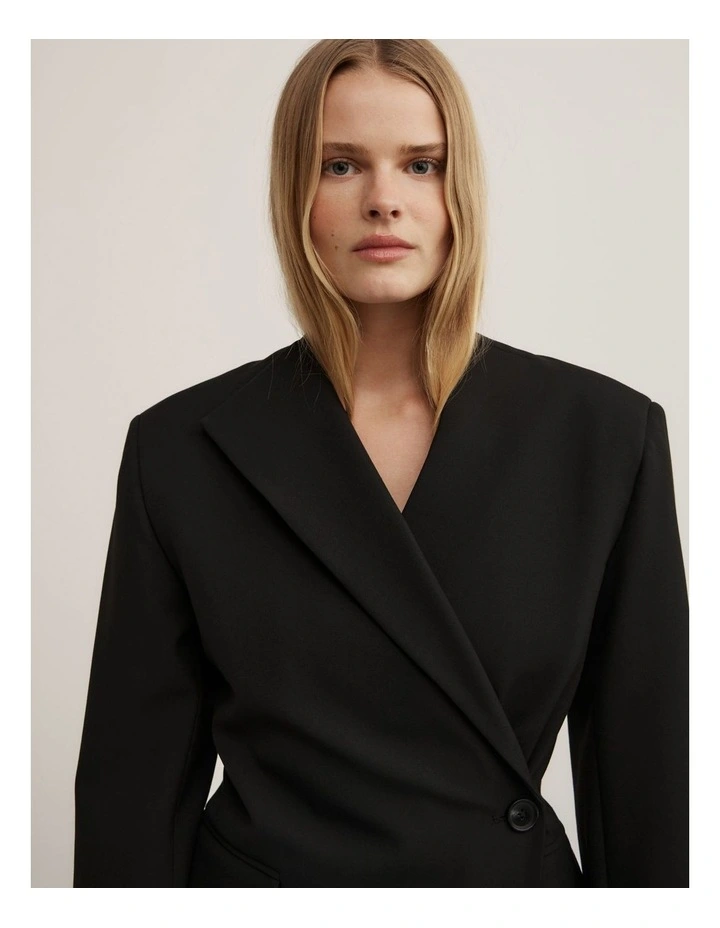 Long Sleeve Wrap Blazer in Black image 3