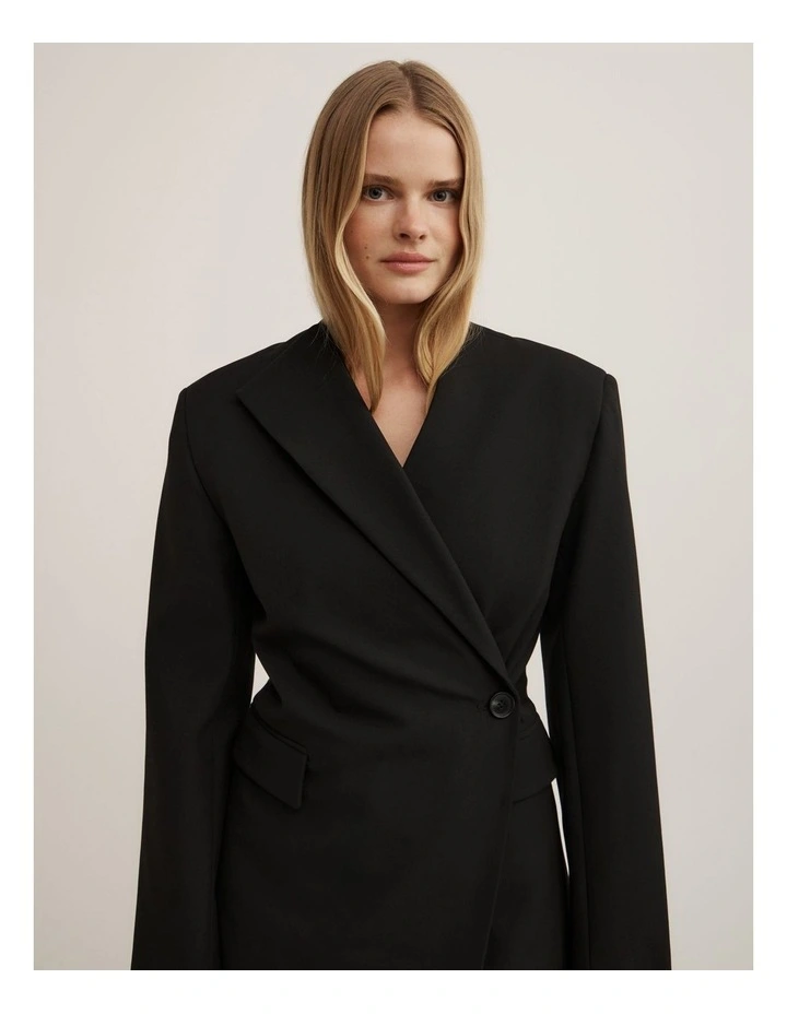 Long Sleeve Wrap Blazer in Black image 4