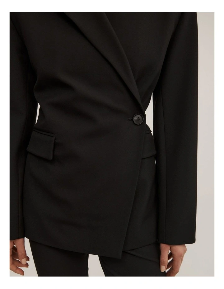 Long Sleeve Wrap Blazer in Black image 5