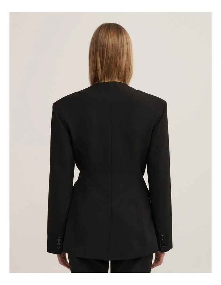 Long Sleeve Wrap Blazer in Black image 6