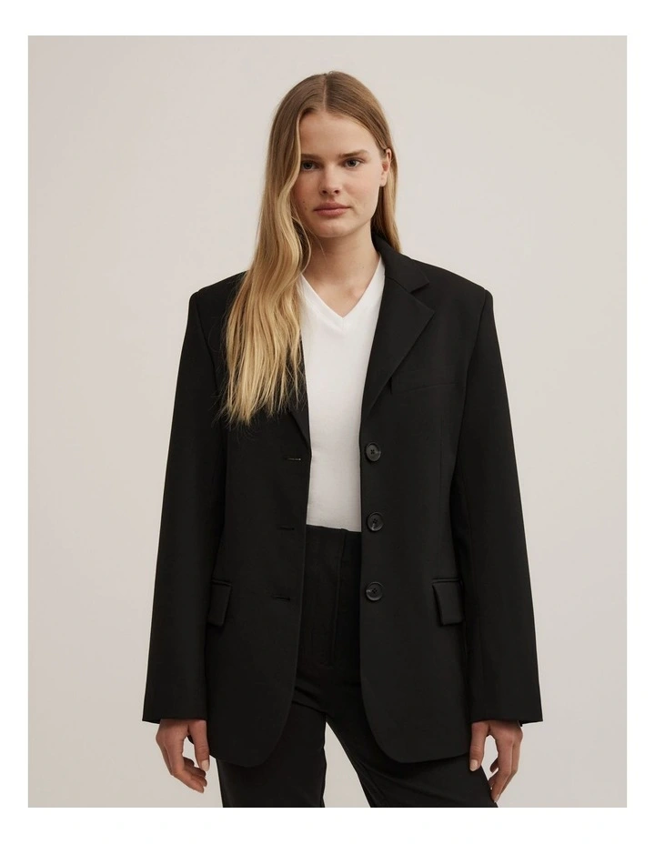3 Button Blazer in Black image 1