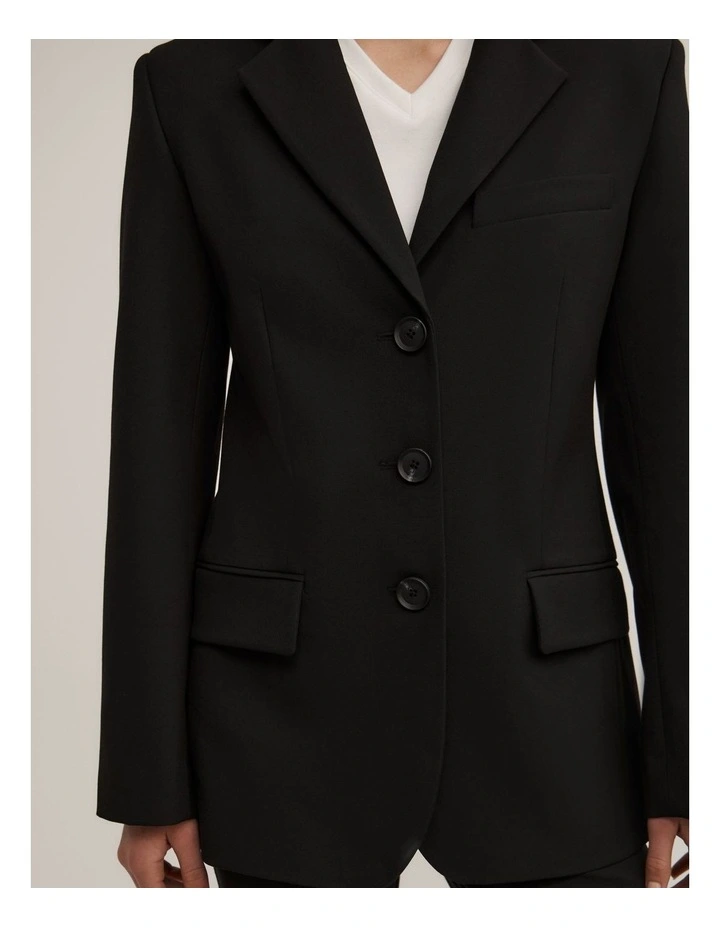 3 Button Blazer in Black image 3