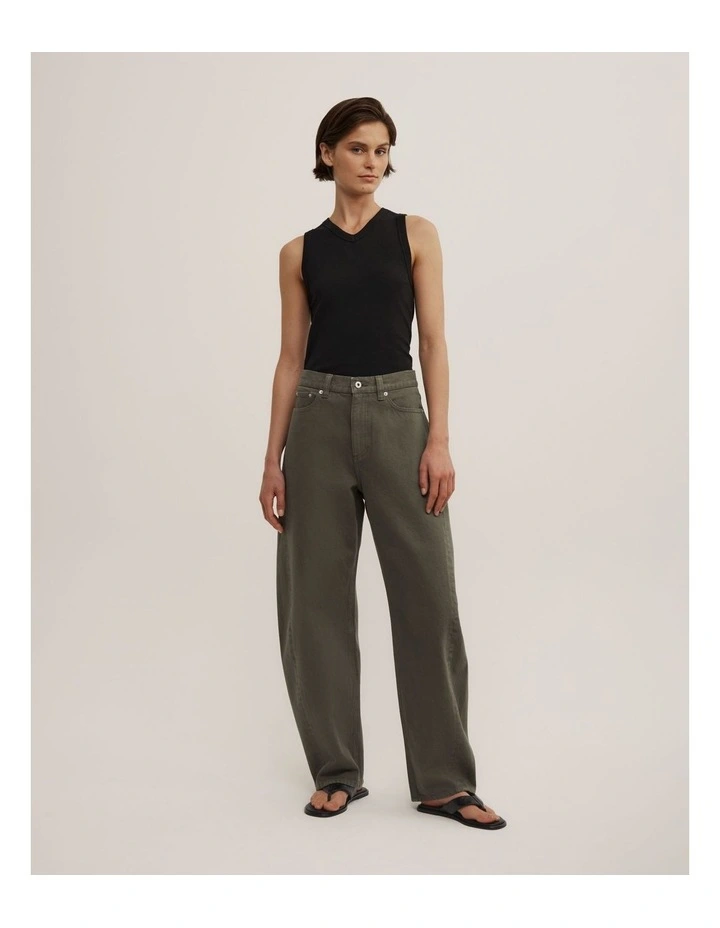 Barrel Leg Jeans in Khaki image 1