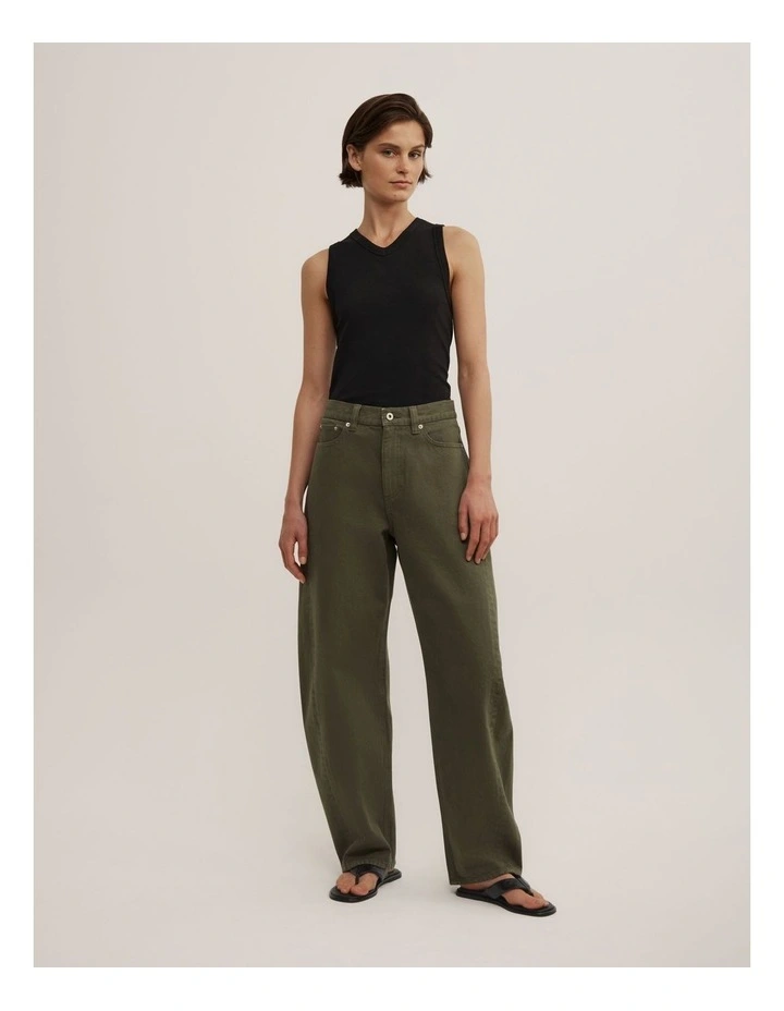 Barrel Leg Jeans in Khaki image 1