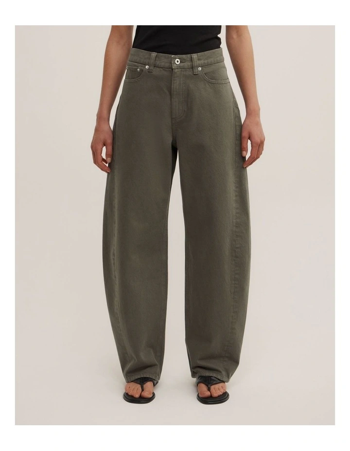 Barrel Leg Jeans in Khaki image 2