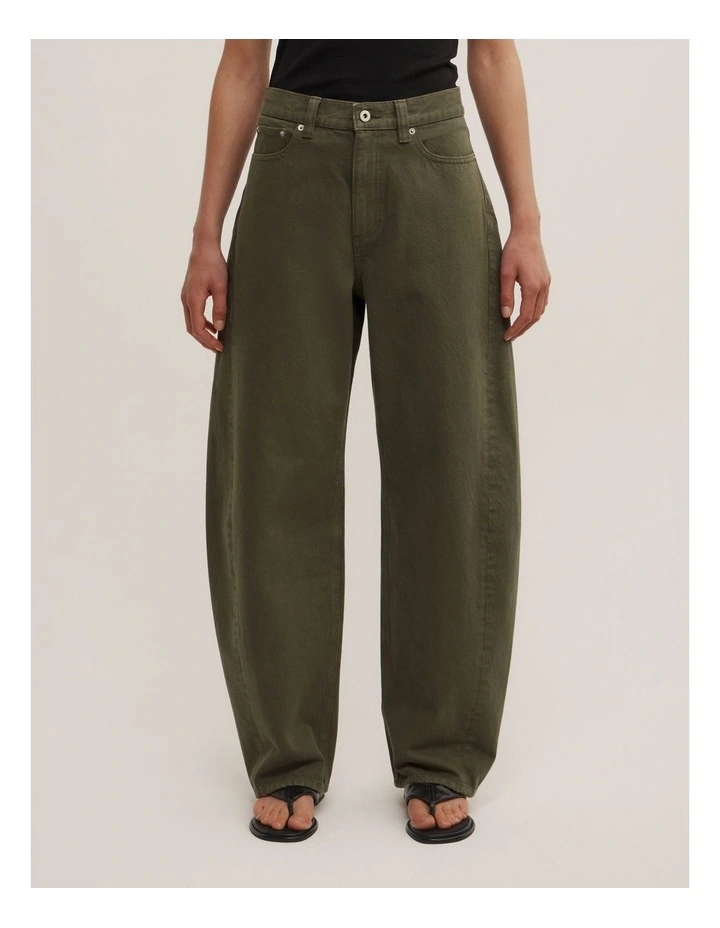 Barrel Leg Jeans in Khaki image 2