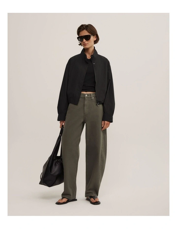 Barrel Leg Jeans in Khaki image 3