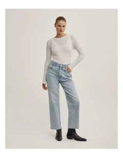 Straight Crop Jeans in Fresh Blue