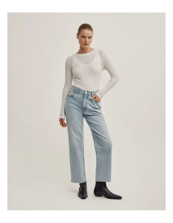 Straight Crop Jeans in Fresh Blue image 1