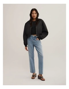 Mid Rise Cropped Jeans in Vibrant Indigo Wash