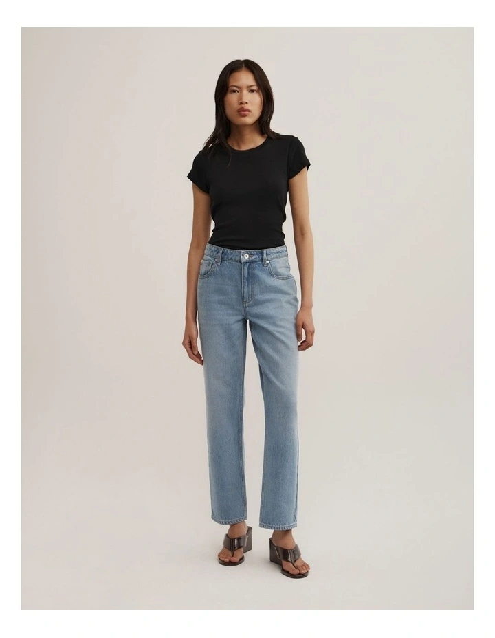 Mid Rise Cropped Jeans in Vibrant Indigo Wash image 4