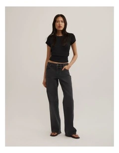 Low Rise Relaxed Jeans in Charcoal Wash