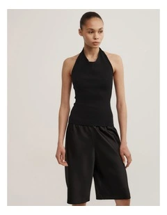 Halter Knit Top in Black
