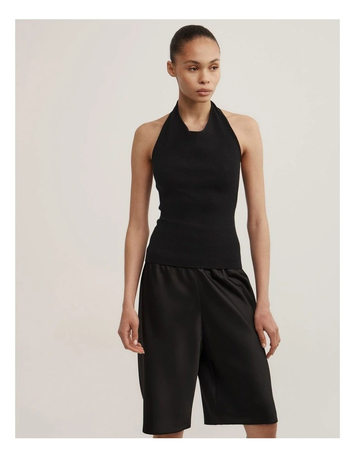 Halter Knit Top in Black image 1