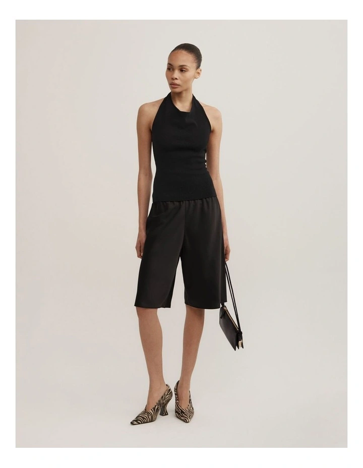 Halter Knit Top in Black image 2