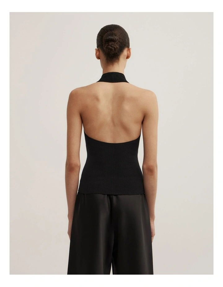 Halter Knit Top in Black image 4