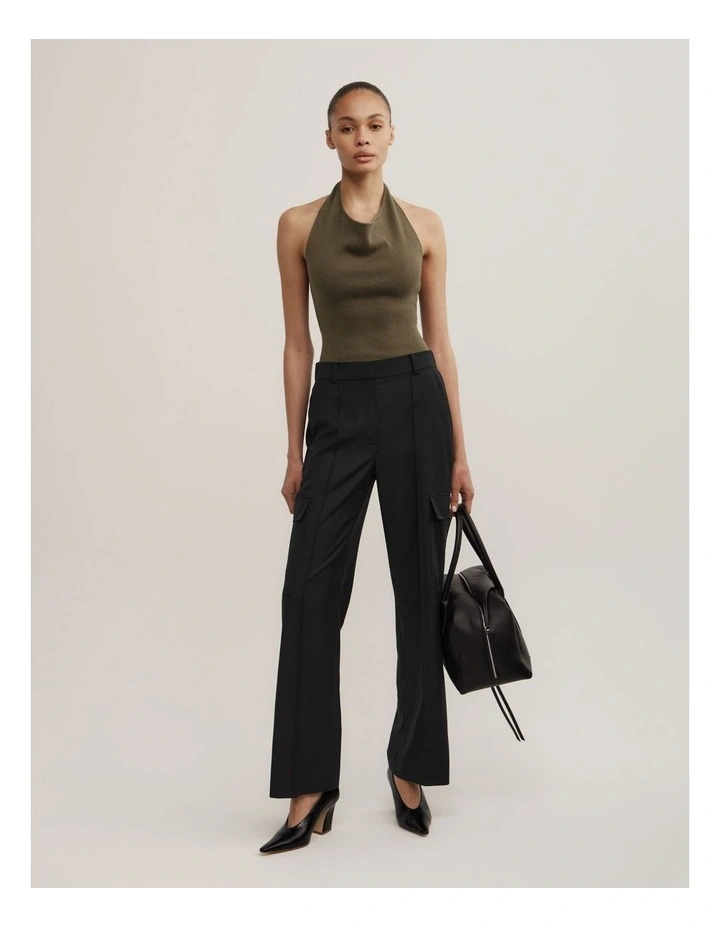 Halter Knit Top in Khaki image 4