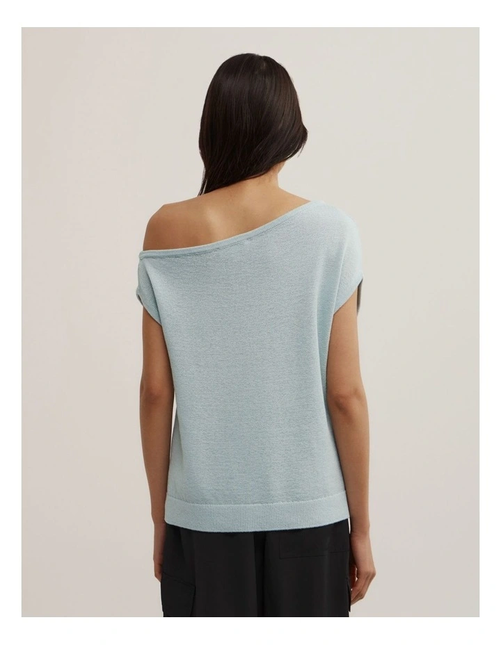 Asymmetric Short Sleeve Slouch Knit in Seafoam image 4