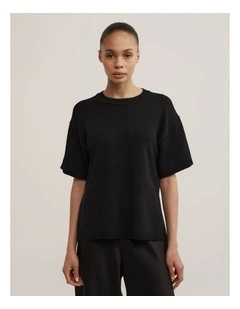Relaxed Knit T-shirt in Black
