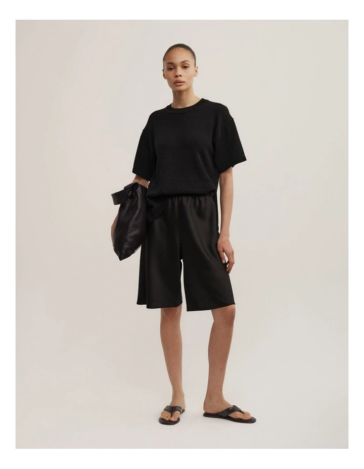 Relaxed Knit T-shirt in Black image 2