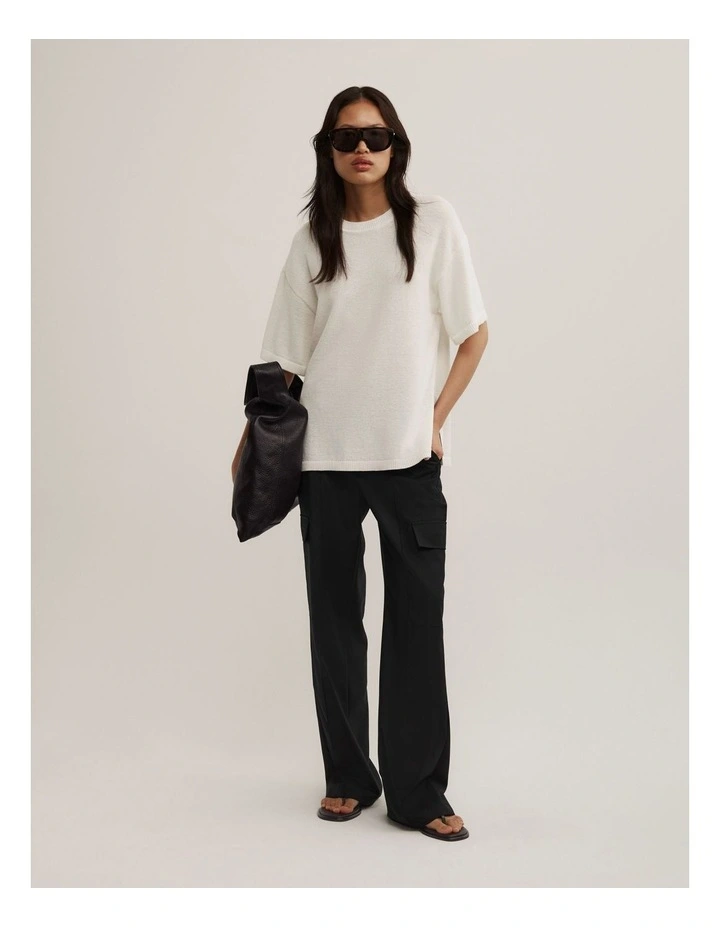 Relaxed Knit T-shirt in Chalk image 2