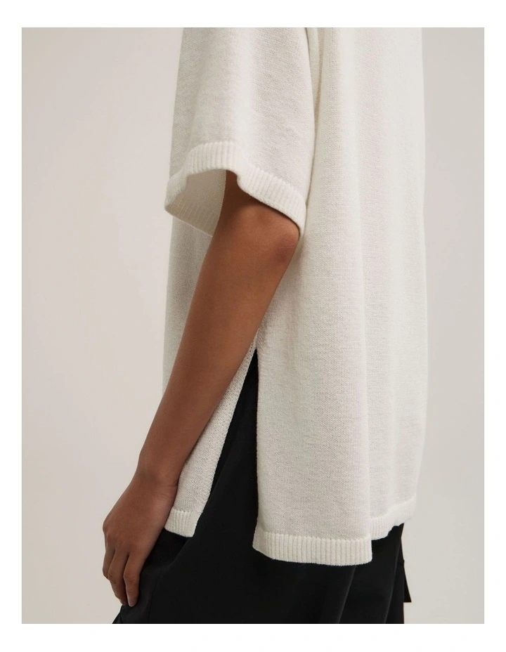 Relaxed Knit T-shirt in Chalk image 4
