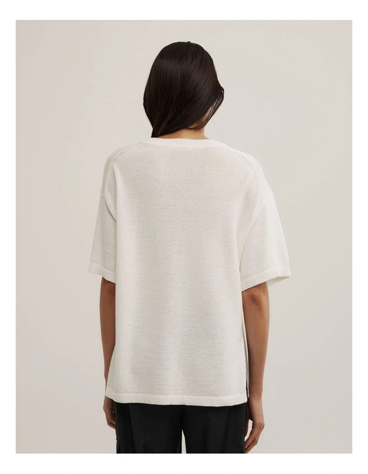 Relaxed Knit T-shirt in Chalk image 5