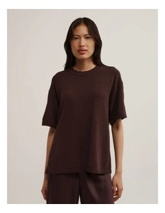 Relaxed Knit T-shirt in Espresso