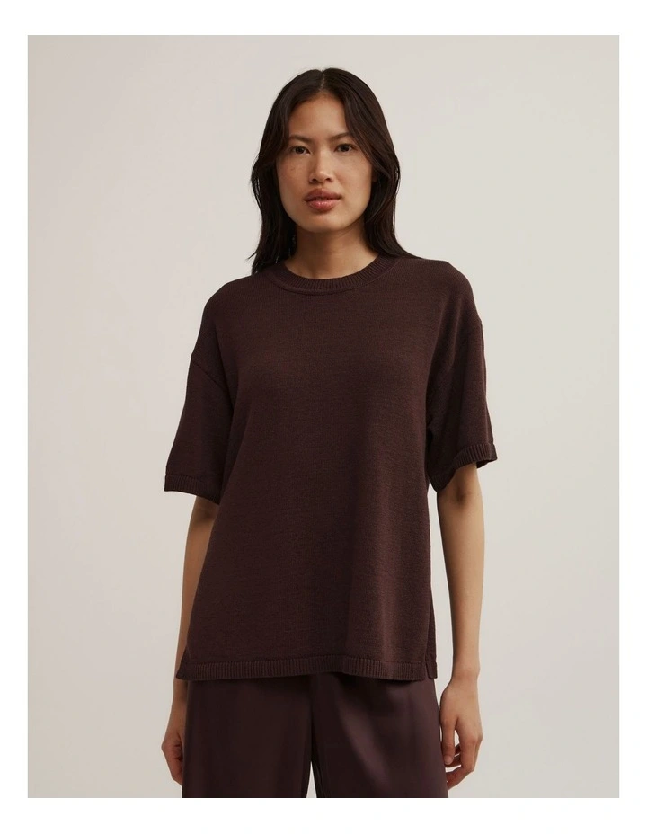 Relaxed Knit T-shirt in Espresso image 1