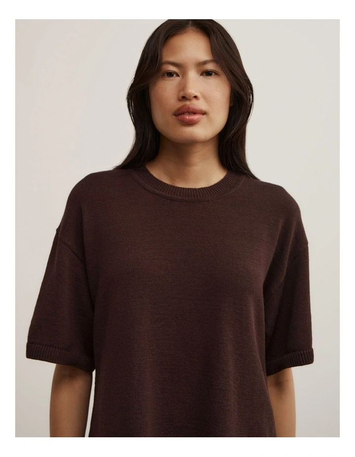 Relaxed Knit T-shirt in Espresso image 3