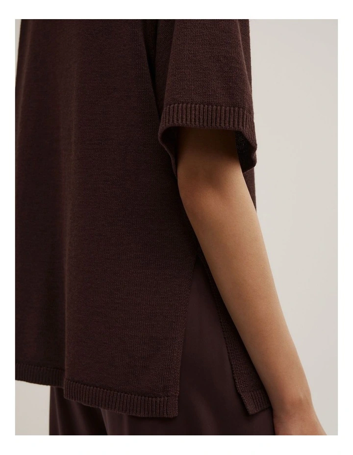 Relaxed Knit T-shirt in Espresso image 4